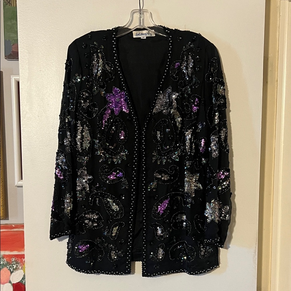 Sail Away black sequins/beaded vintage jacket